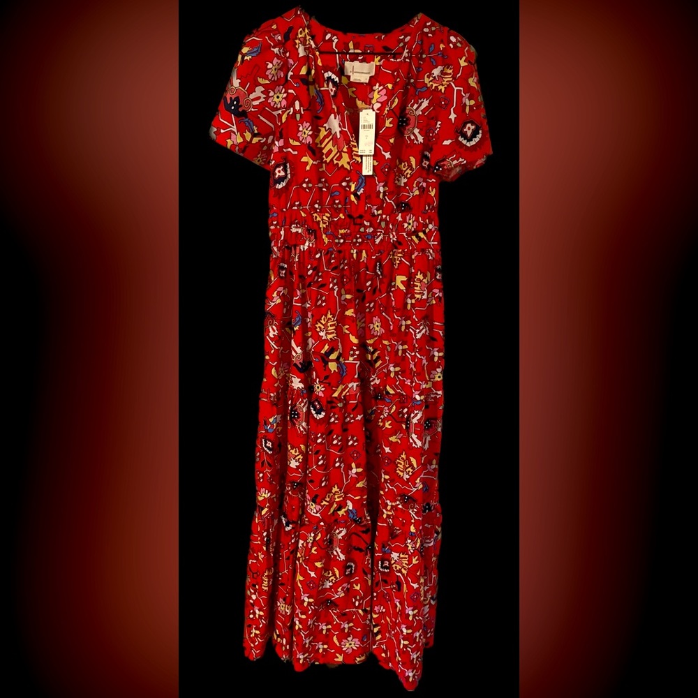 Anthropologie Cotton Tribal Print Dress, Red